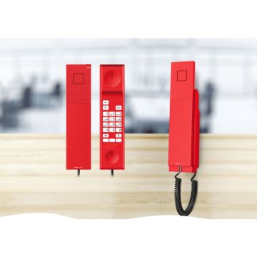 De Snom E303A is een speciaal ontworpen analoge noodtelefoon met een opvallend uiterlijk voor snelle hulp in noodgevallen, en is de analoge tegenhanger van de E303 IP-telefoon