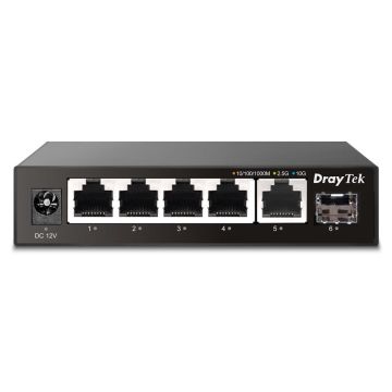 VigorSwitch Q60x 5 poorten 2,5 Gigabit + 1 SFP+  (10 Gigabit) poort, unmanaged switch